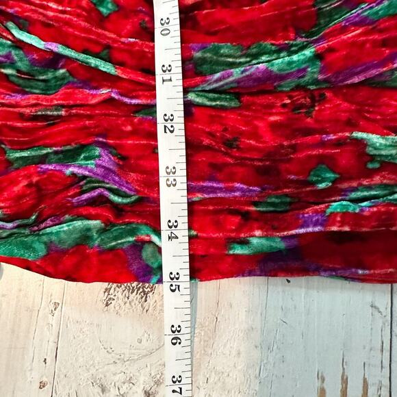 MAGDA BUTRYM Mundo Ruched Floral Velvet Mini Dress Red Multi Size US 6 - Picture 13 of 15